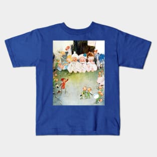 Babies Being Tended By Fairies - Peter Pan, Mabel Lucie Attwell Kids T-Shirt